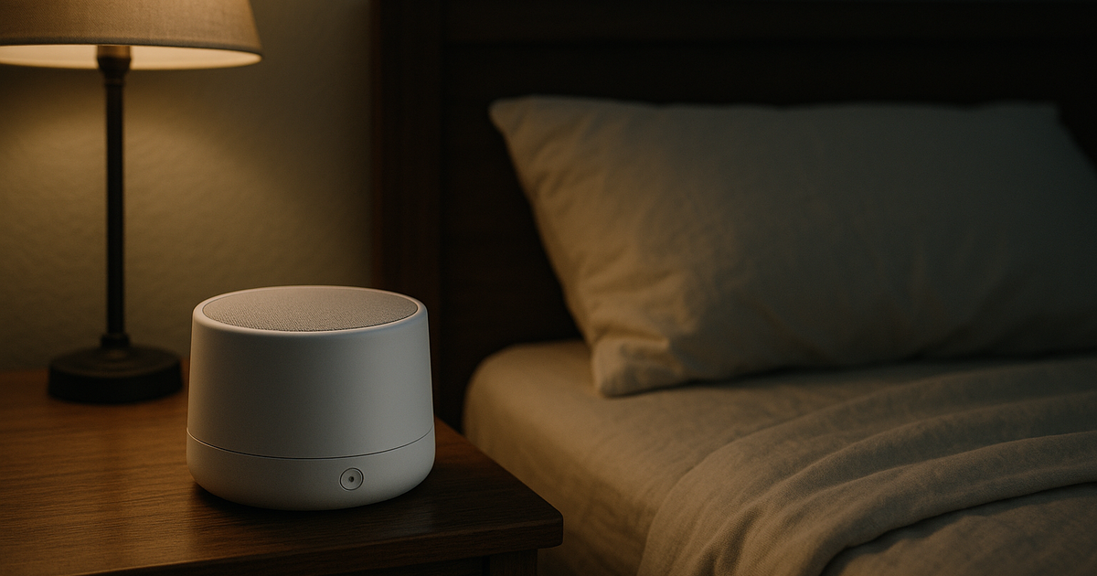 Nighttime scene in a quiet bedroom.